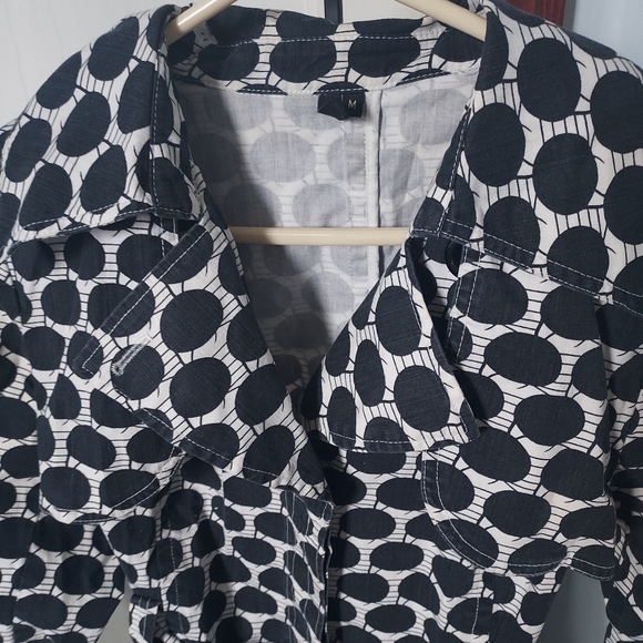 Ambition Size M Black and White Polka-dot Trench - Picture 3 of 6